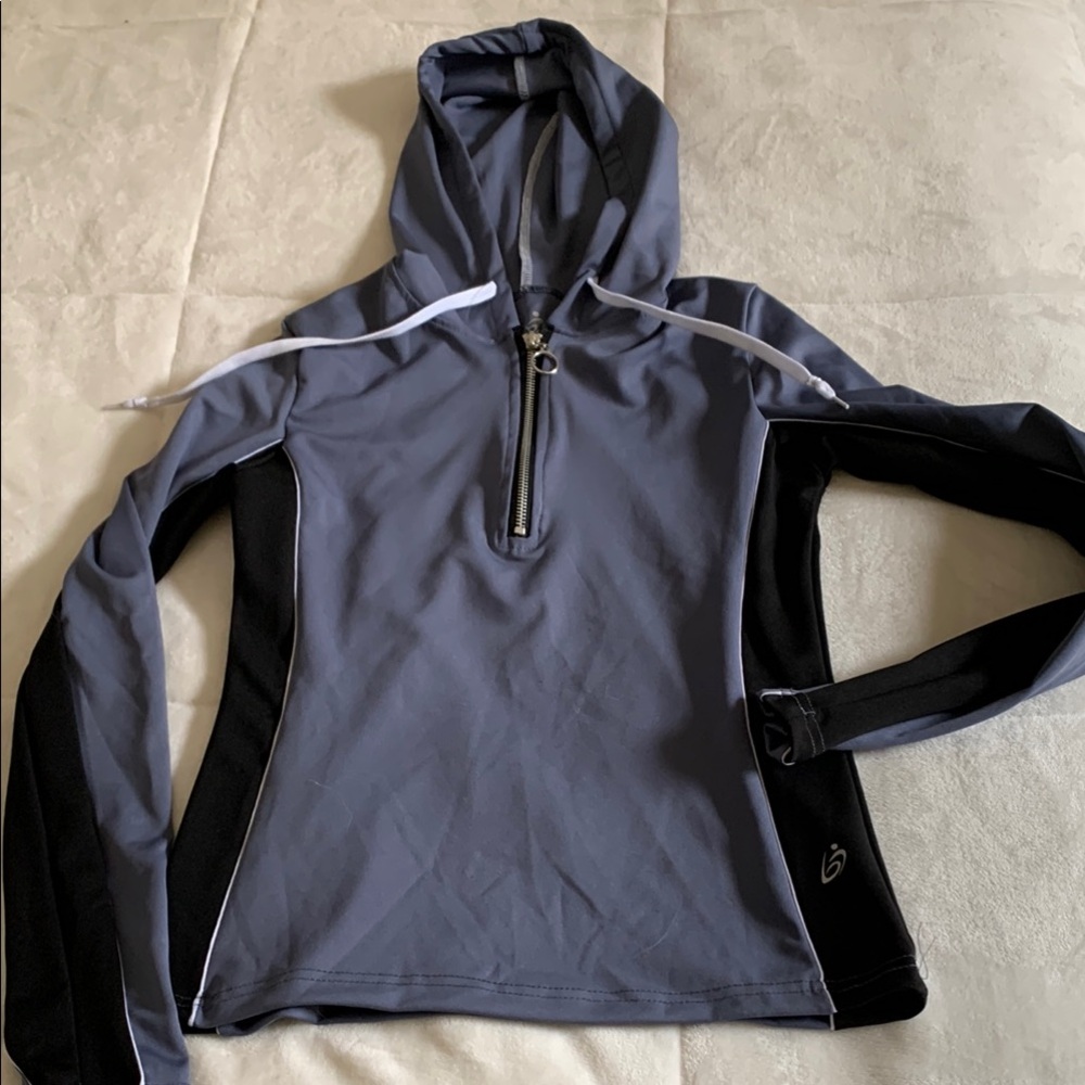 Gray and Black Hooded Pullover